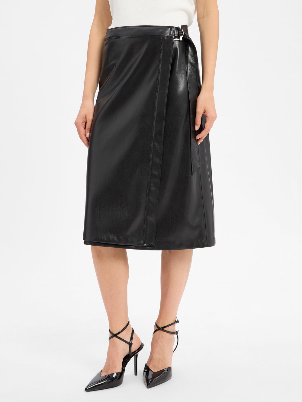 BOSS Kunstleder-Wickelrock Damen