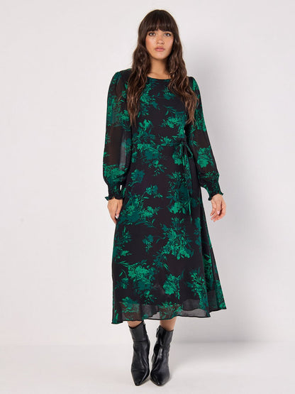 Apricot Midikleid Damen gemustert