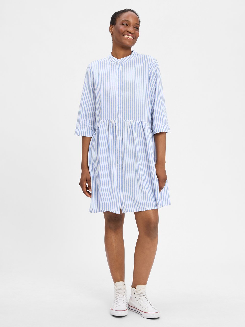 mbyM Kleid mit Leinenanteil Damen Viskose gestreift