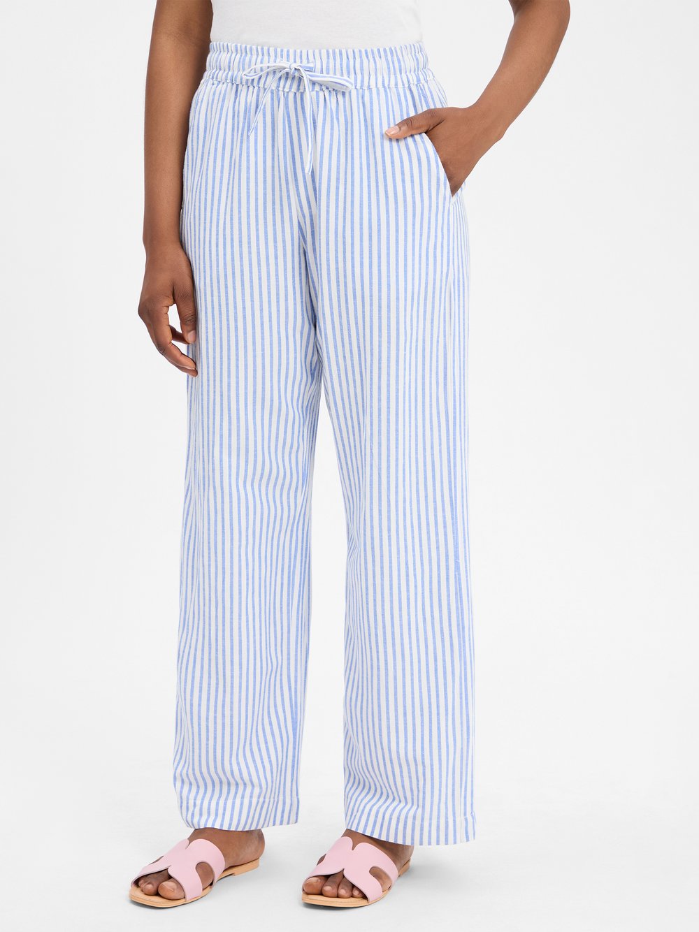 mbyM Hose mit Leinen-Anteil Damen Viskose gestreift