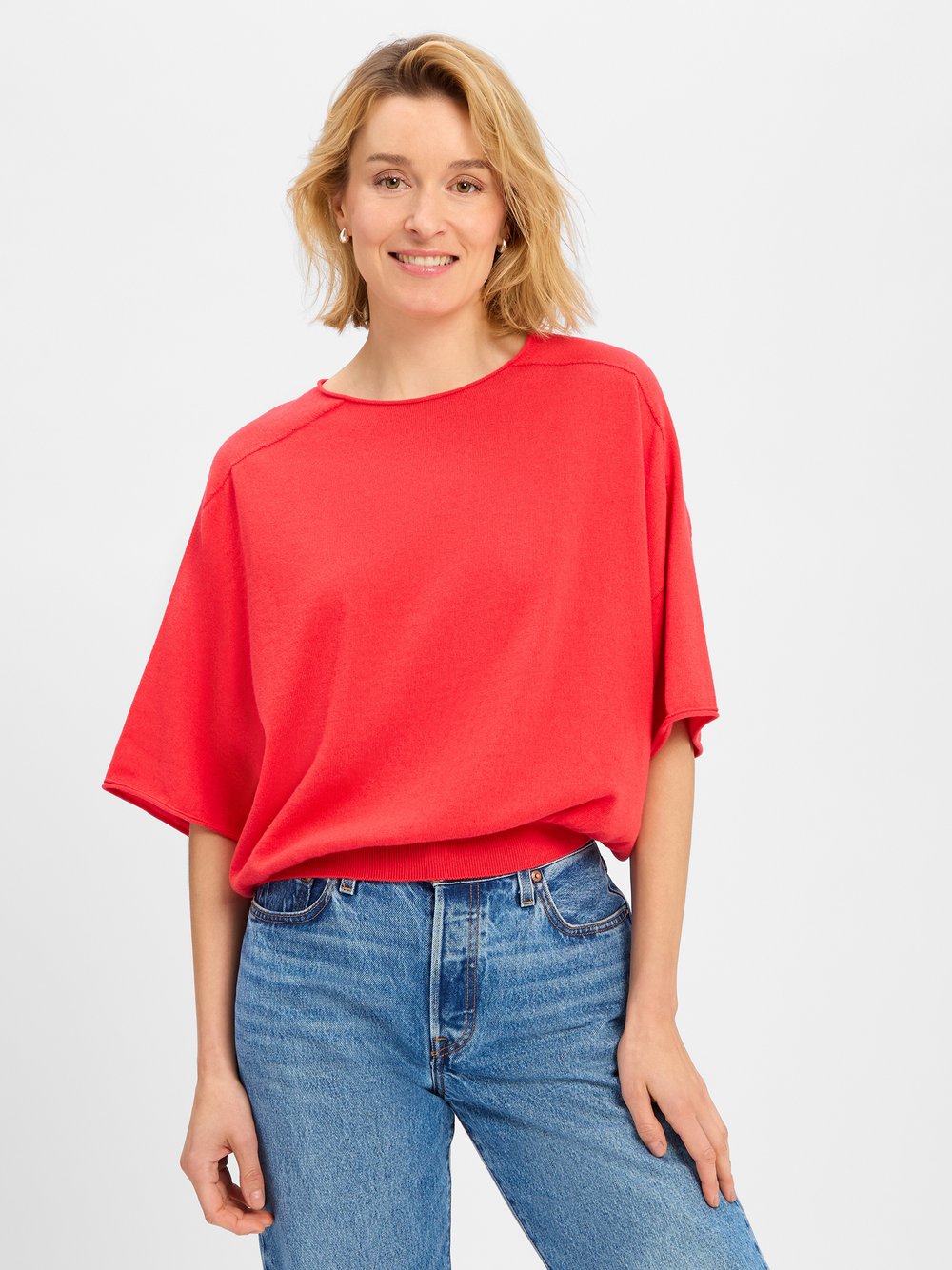 Drykorn Kurzarm-Pullover mit Cashmere-Anteil Damen Baumwolle