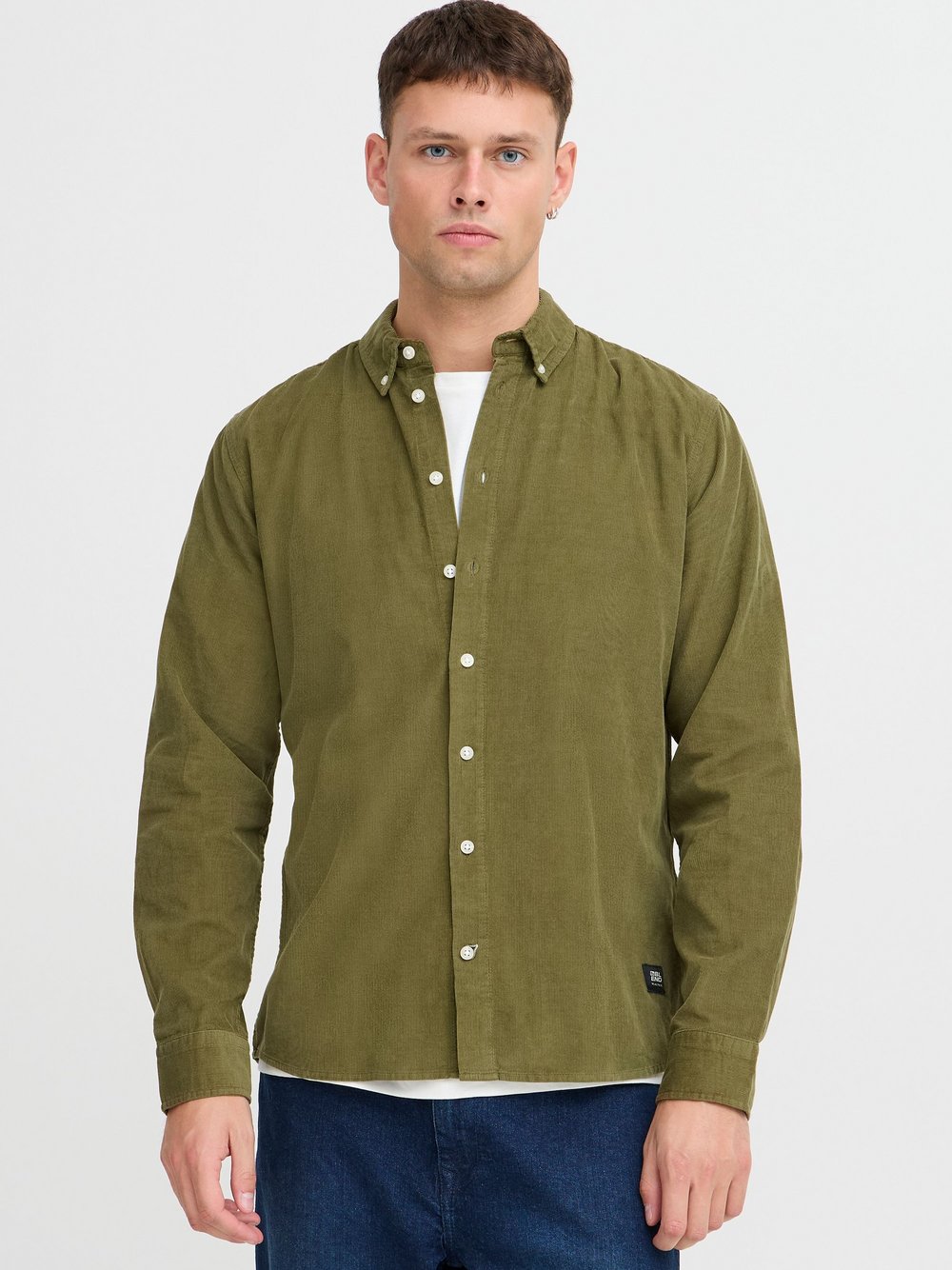 Solid Langarmhemd Herren Comfort Fit Baumwolle