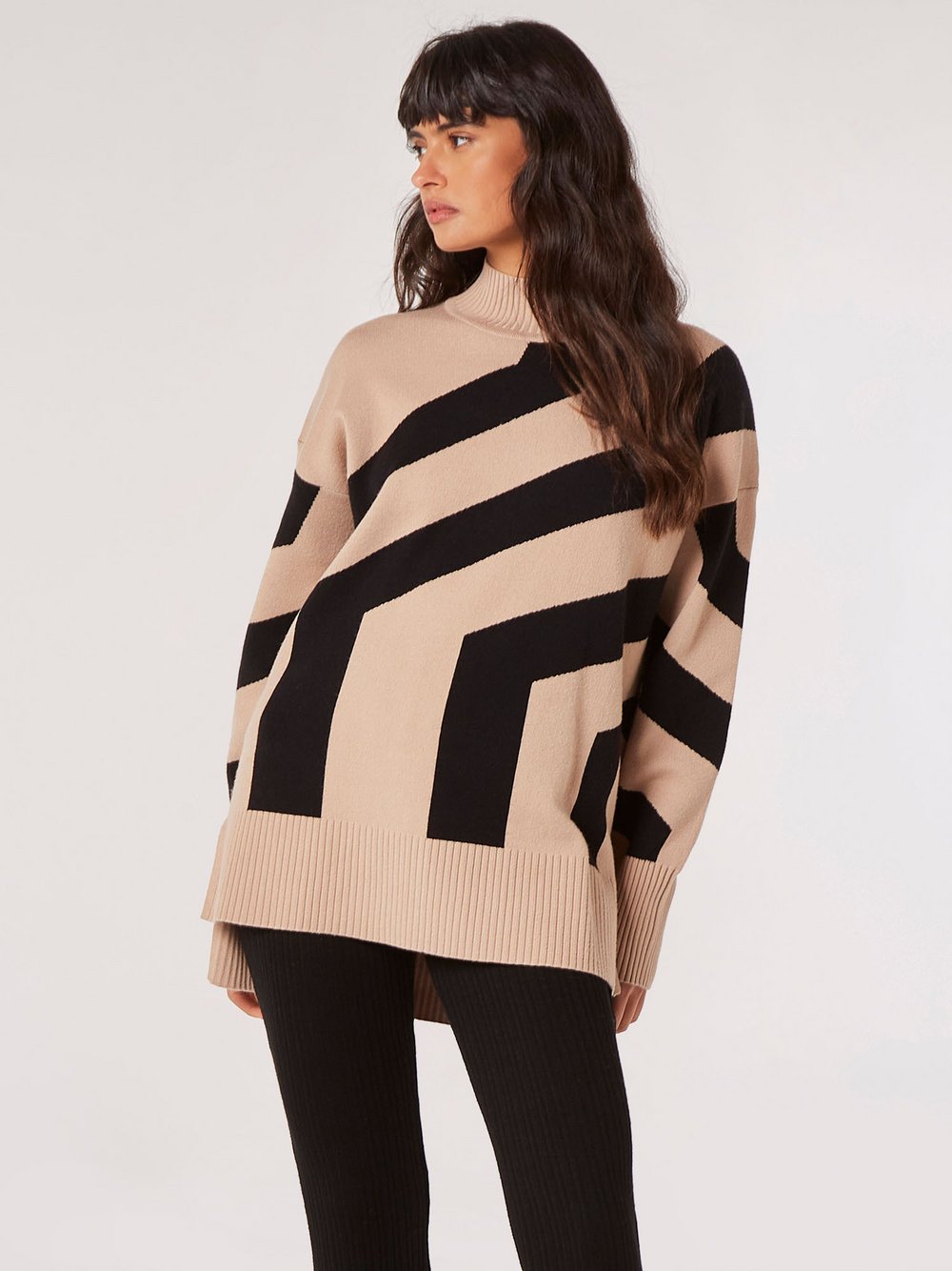 Apricot Pullover Damen Viskose gestreift