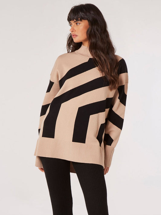 Apricot Pullover Damen Viskose gestreift