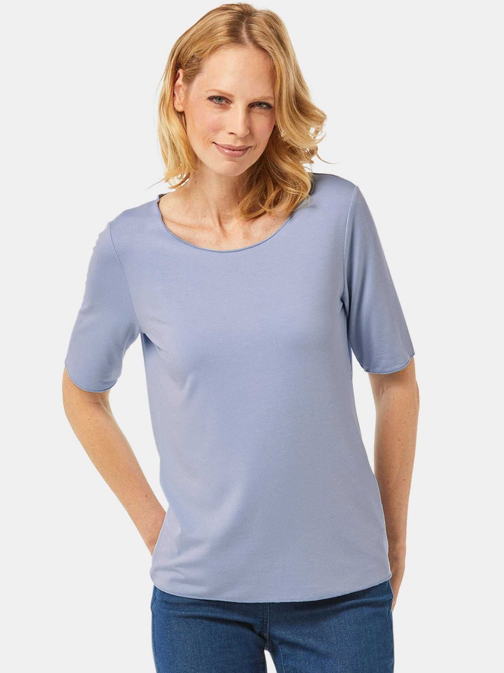 Goldner Rundhalsshirt Damen Viskose