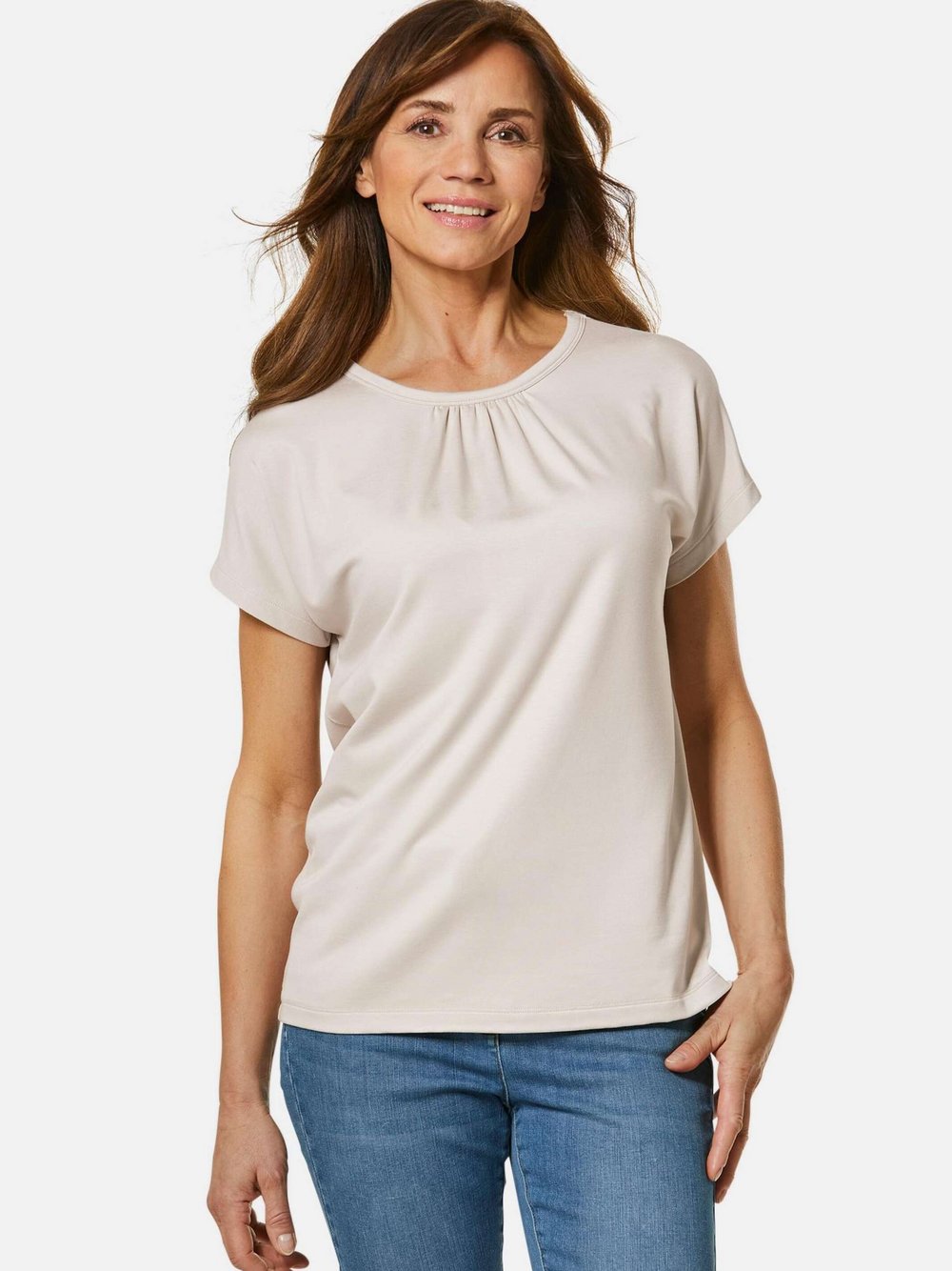 Goldner Rundhalsshirt Damen Modal