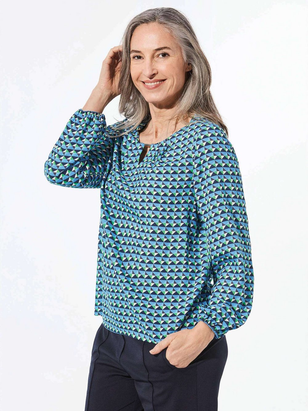 Goldner Druckbluse Damen Viskose gemustert