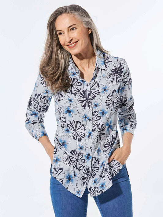 Goldner Hemdbluse Damen Baumwolle gemustert