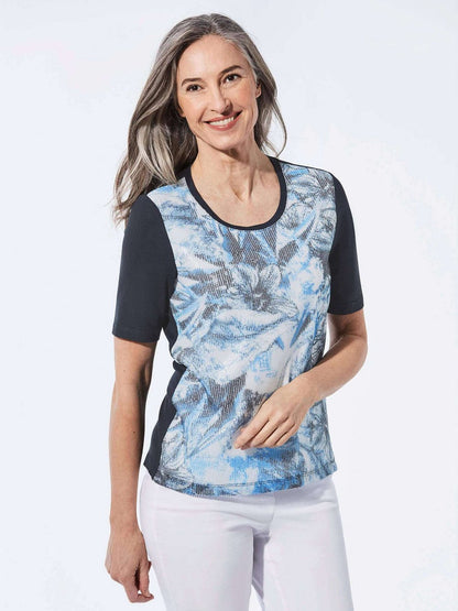 Goldner Shirt Damen Viskose gemustert