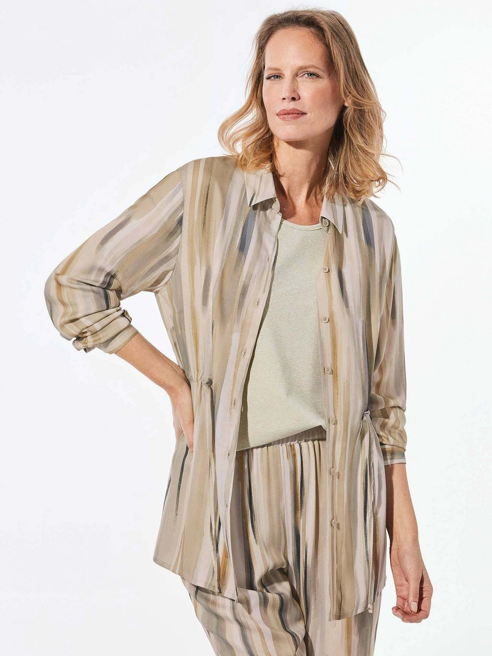 Goldner Longbluse Damen Viskose gemustert