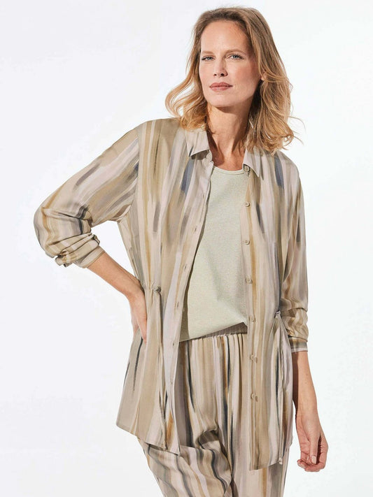 Goldner Longbluse Damen Viskose gemustert