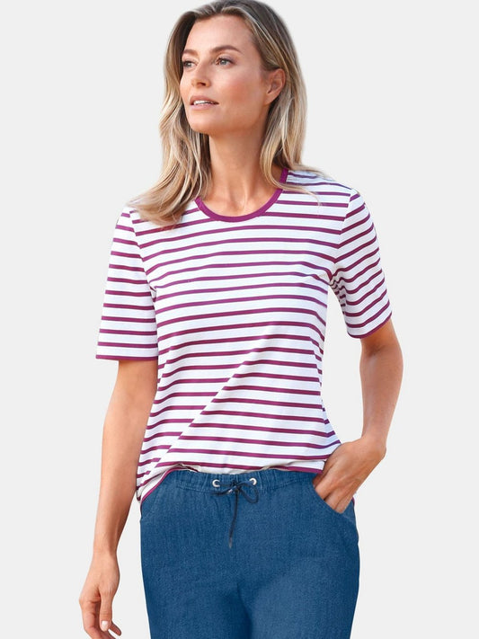 Goldner Ringelshirt Damen Baumwolle gemustert