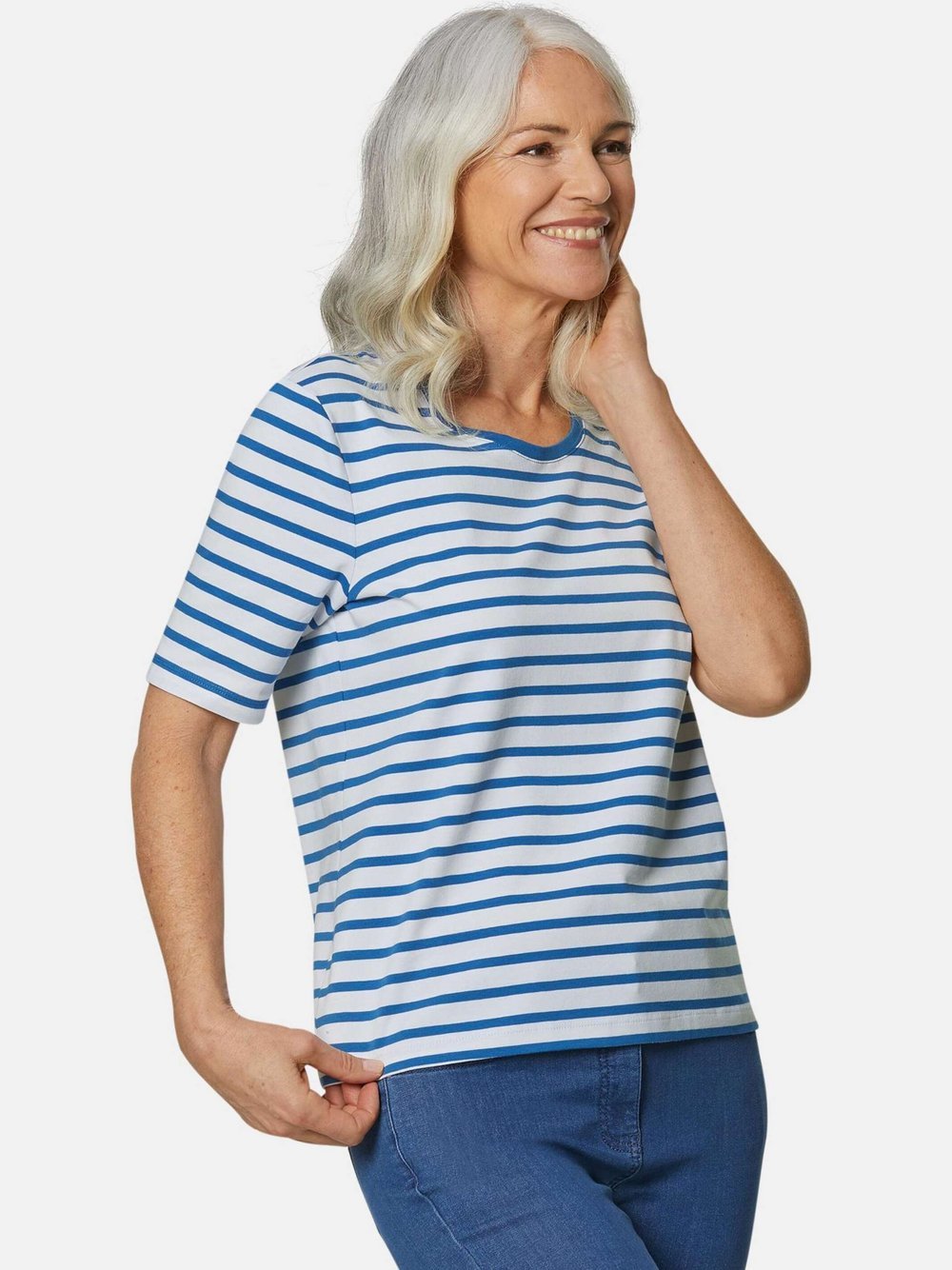 Goldner Ringelshirt Damen Baumwolle gemustert