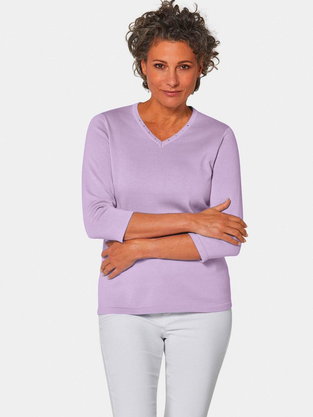 Goldner V-Pullover Damen Baumwolle