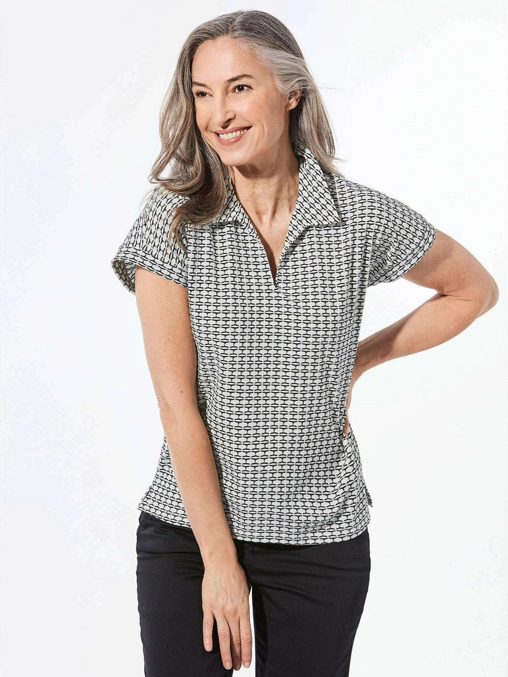Goldner Shirt Damen gemustert