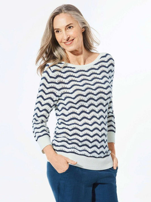Goldner Strickpullover Damen Baumwolle gemustert