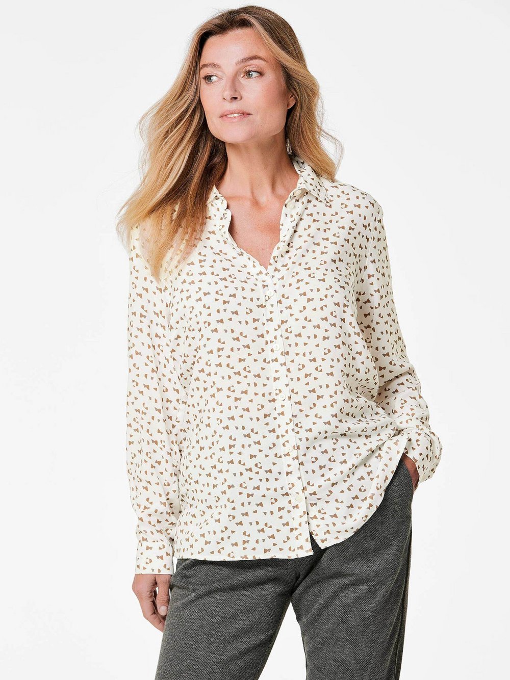 Goldner Hemdbluse Damen Viskose bedruckt