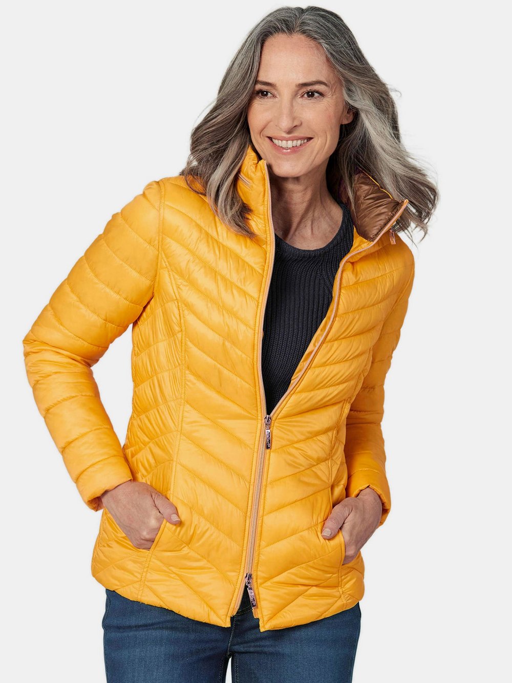 Goldner Steppjacke Damen Polyamid