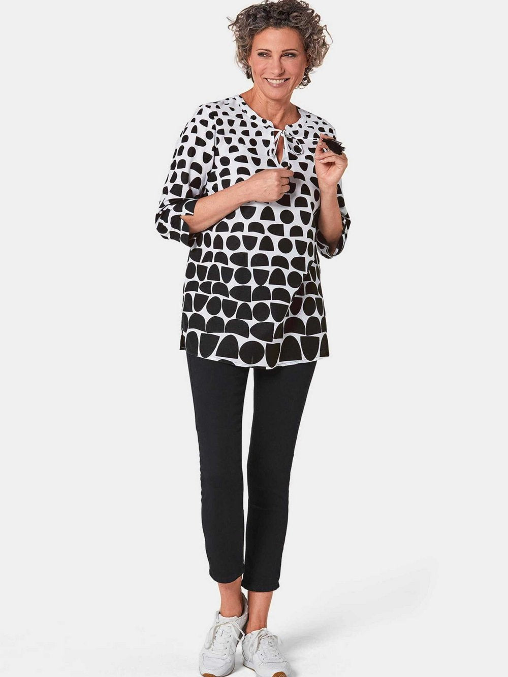 Goldner Druckbluse Damen Baumwolle gemustert