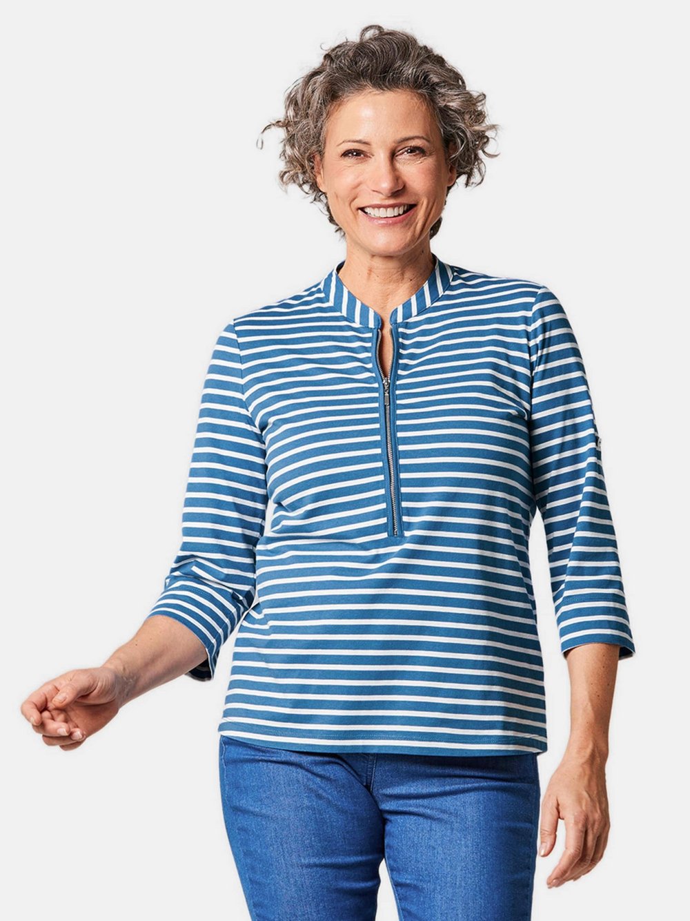 Goldner Ringelshirt Damen Baumwolle gemustert