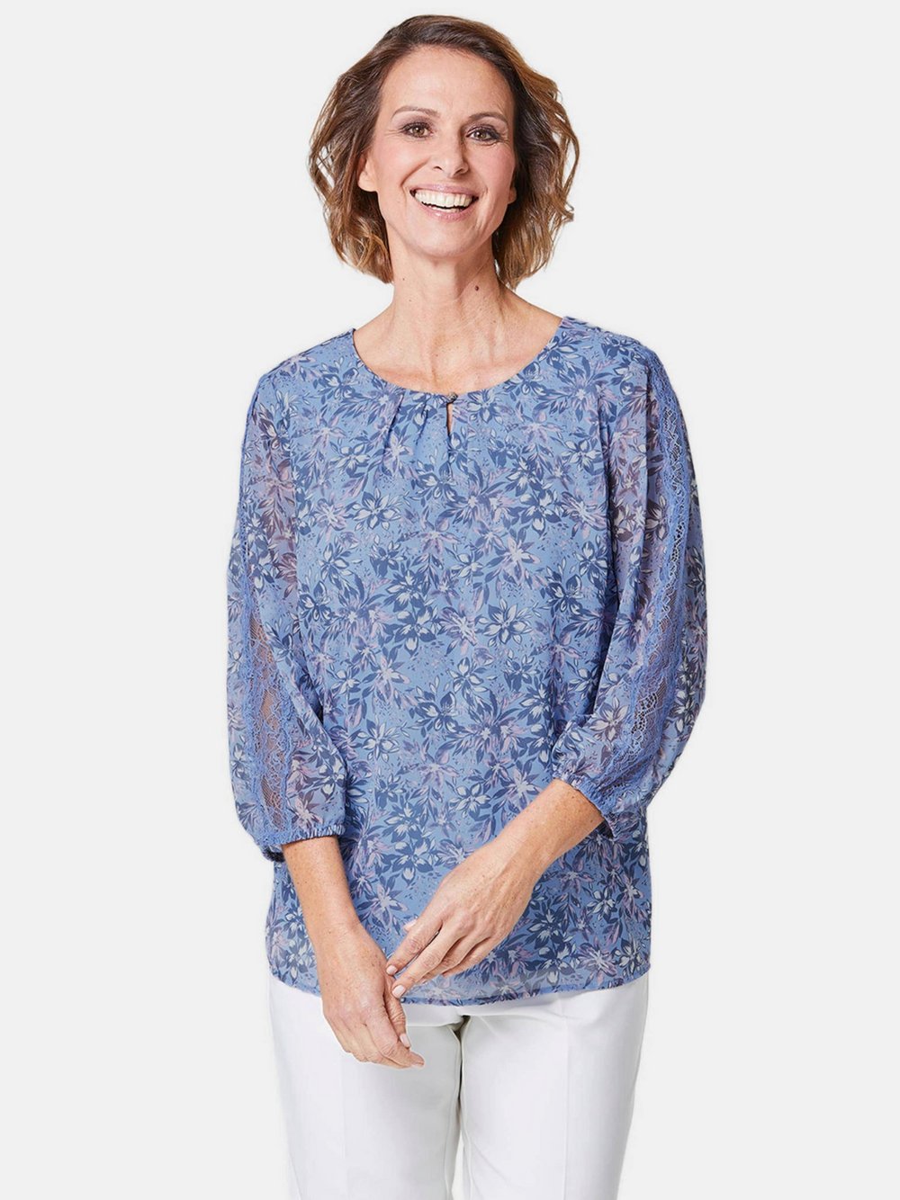 Goldner Druckbluse Damen bedruckt