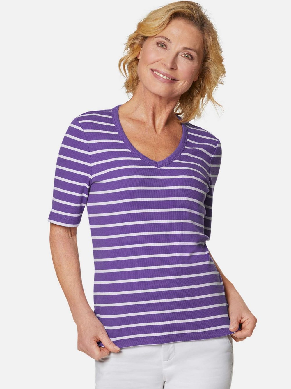 Goldner Ringelshirt Damen Baumwolle gestreift