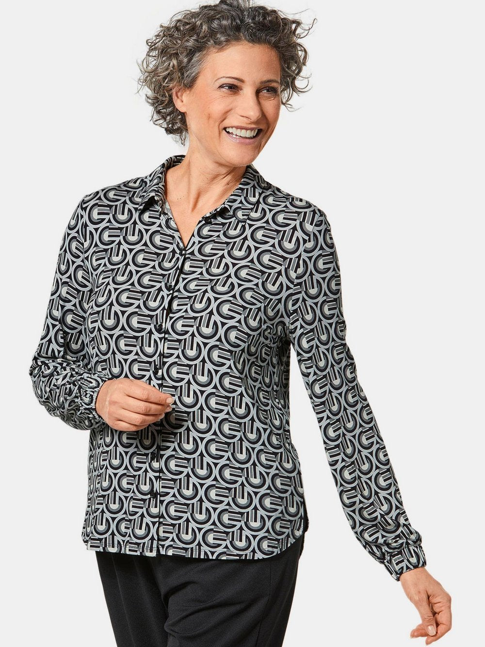 Goldner Jerseybluse Damen Viskose bedruckt