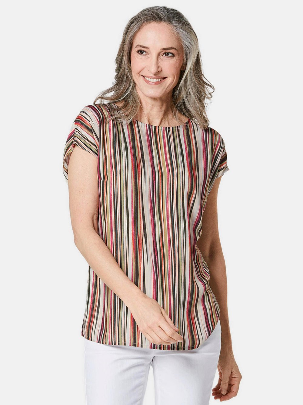 Goldner Bluse Damen Viskose gestreift