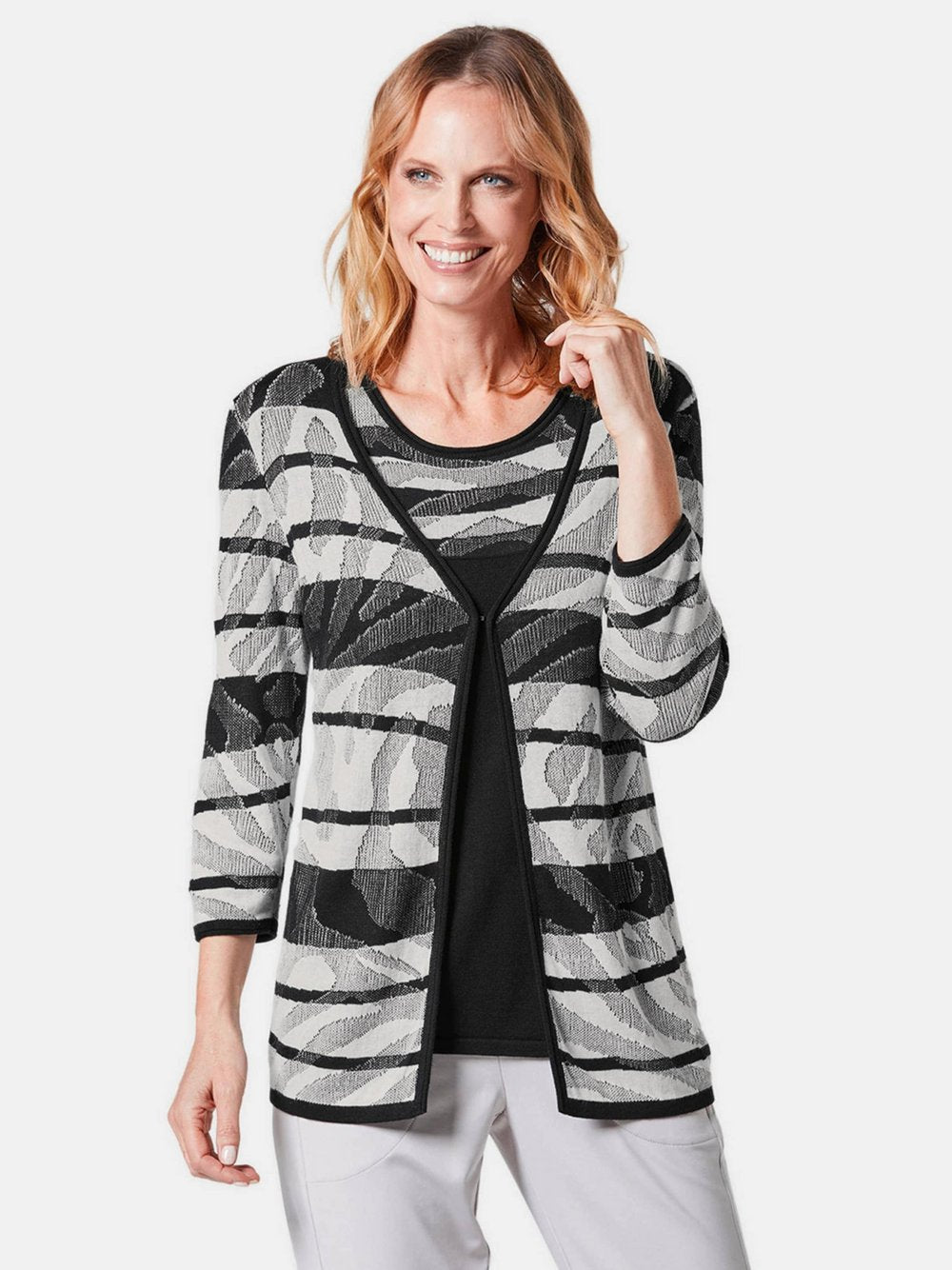 Goldner Strickjacke Damen Baumwolle gemustert