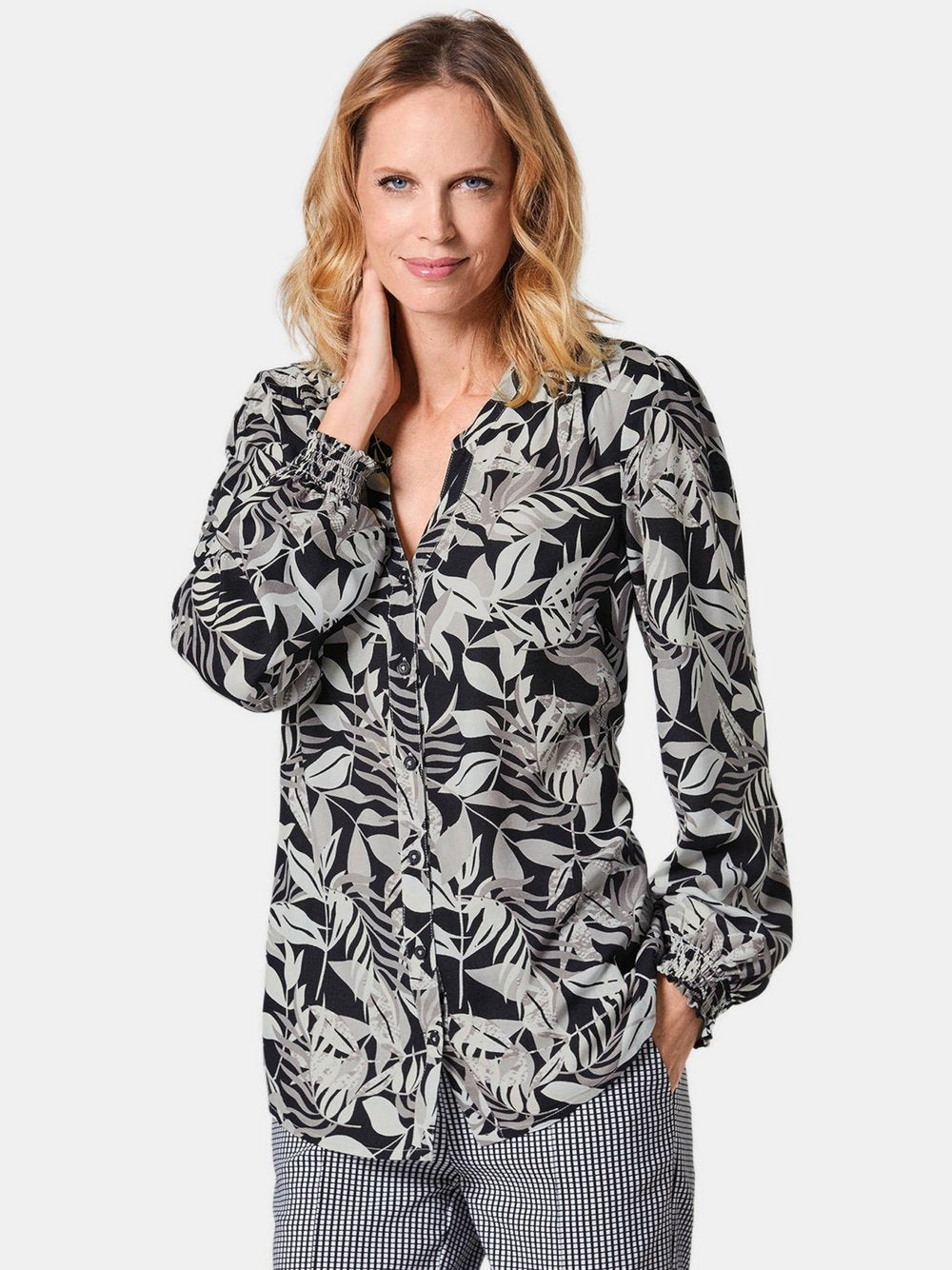 Goldner Tunikabluse Damen Viskose gemustert