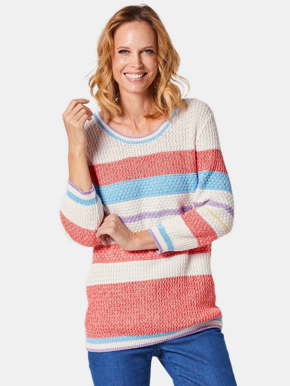 Goldner Pullover Damen Baumwolle gemustert