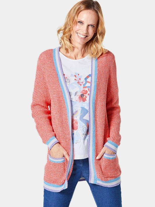 Goldner Strickjacke Damen Baumwolle gemustert