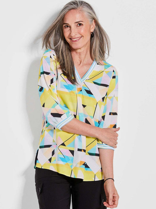 Goldner Schlupfbluse Damen Viskose bedruckt