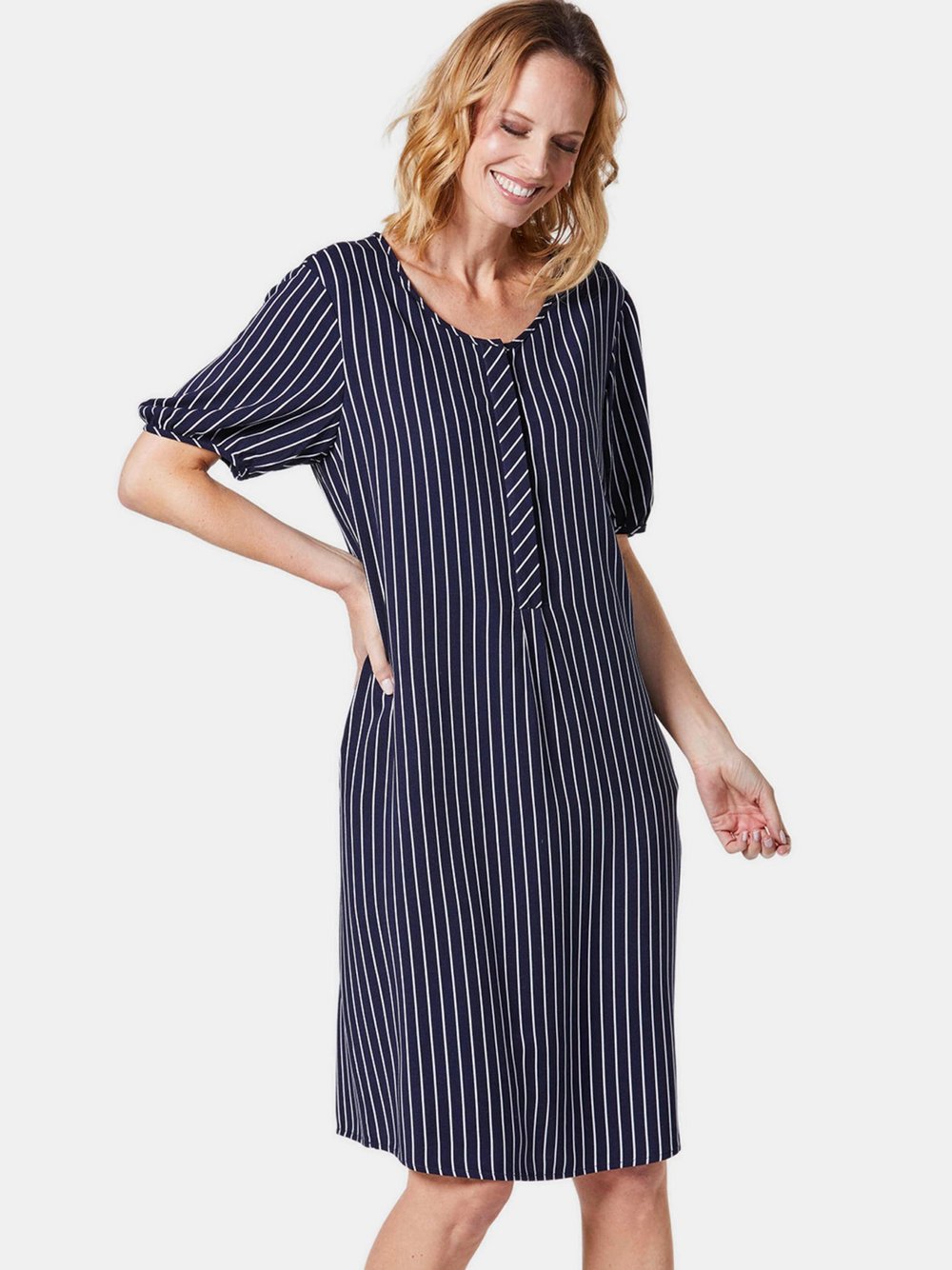 Goldner Kleid Damen Viskose gestreift