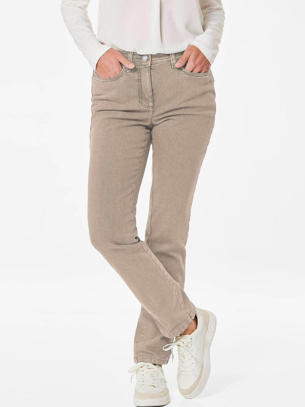 Goldner Jeanshose Carla Damen Baumwolle