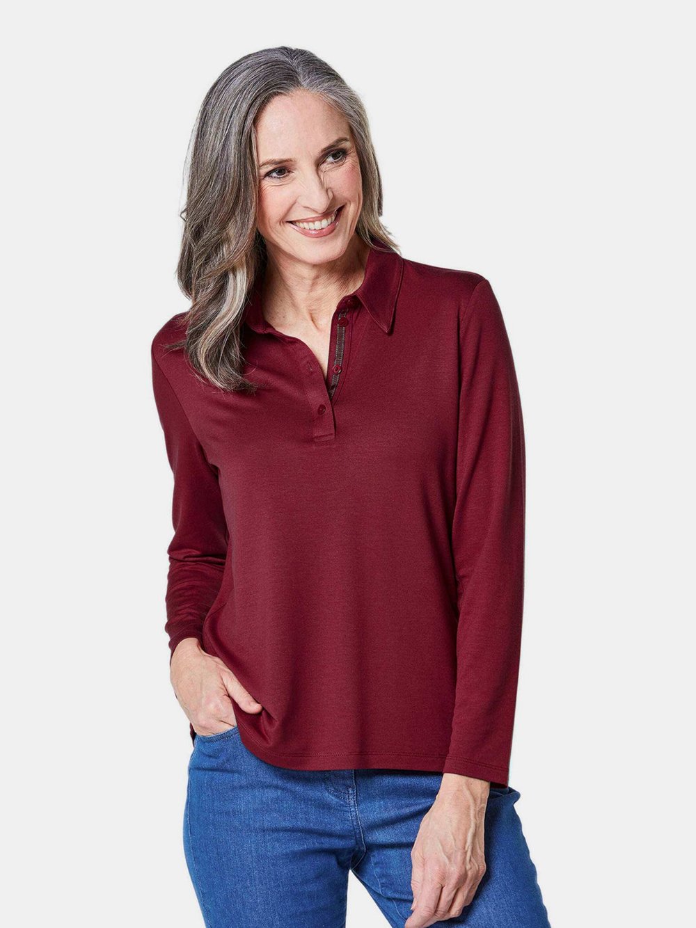 Goldner Poloshirt Damen Modal