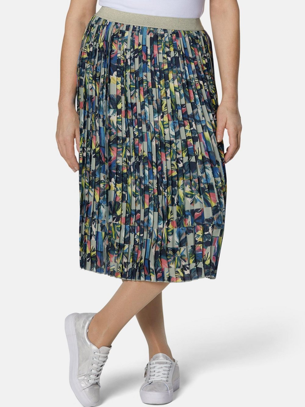 Goldner Plisseerock Damen gemustert