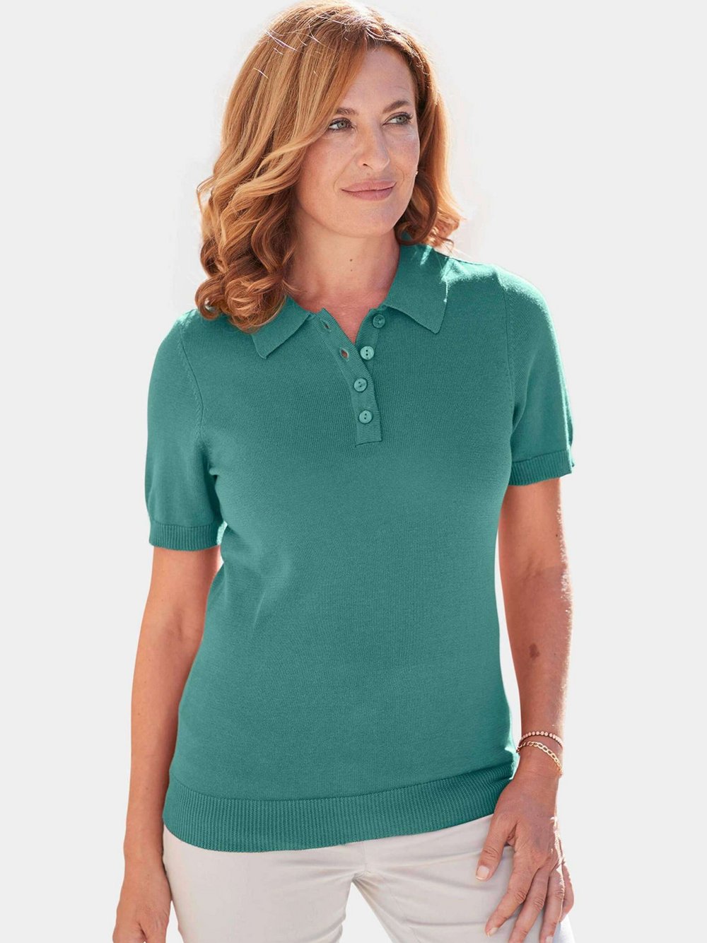 Goldner Poloshirt Damen Baumwolle