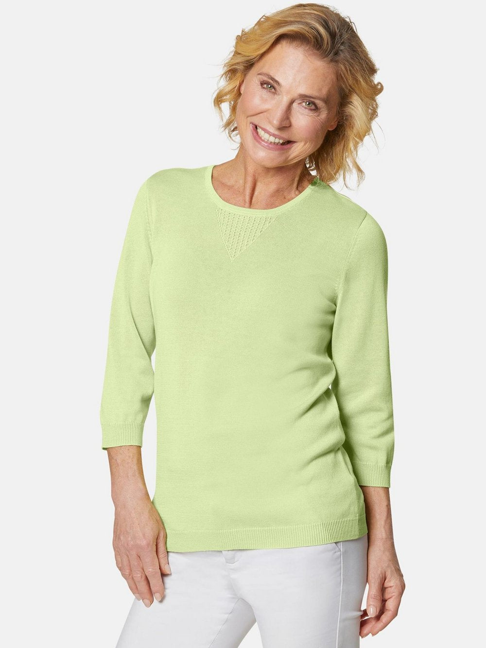 Goldner Rundhalspullover Damen Baumwolle