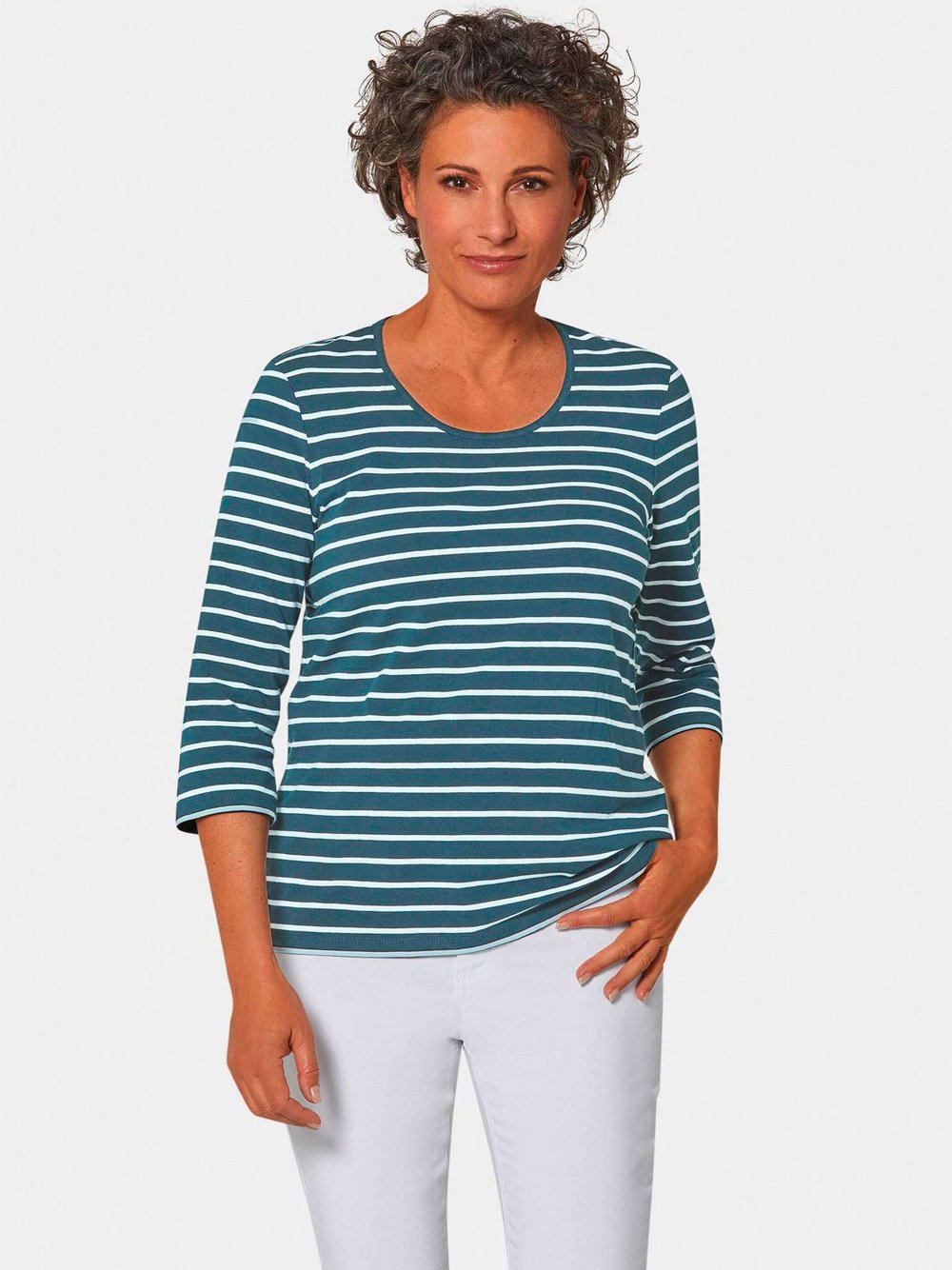 Goldner Ringelshirt Damen Baumwolle gestreift