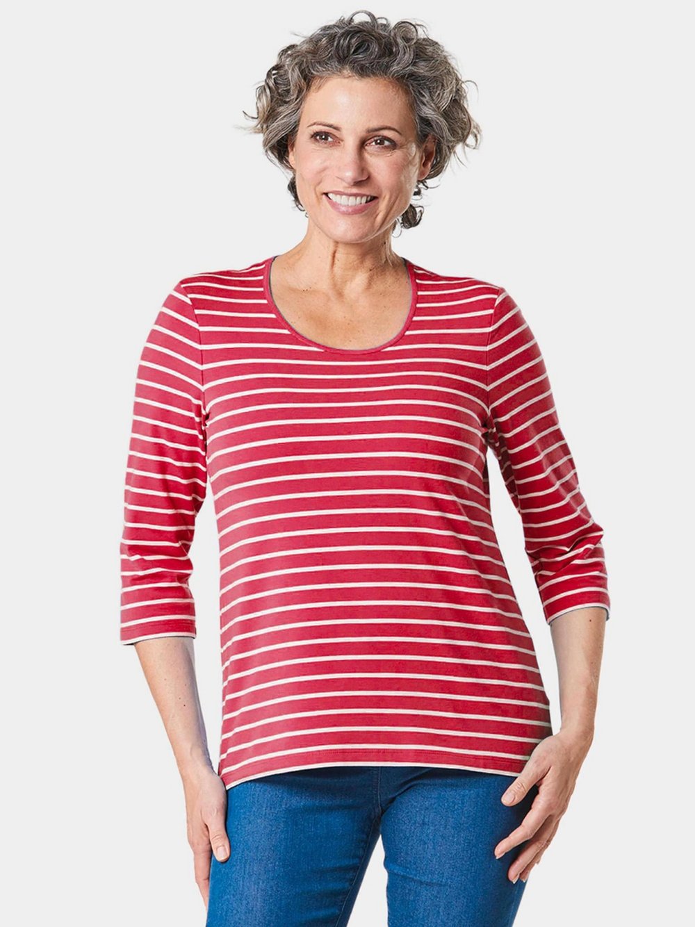 Goldner Ringelshirt Damen Baumwolle gestreift