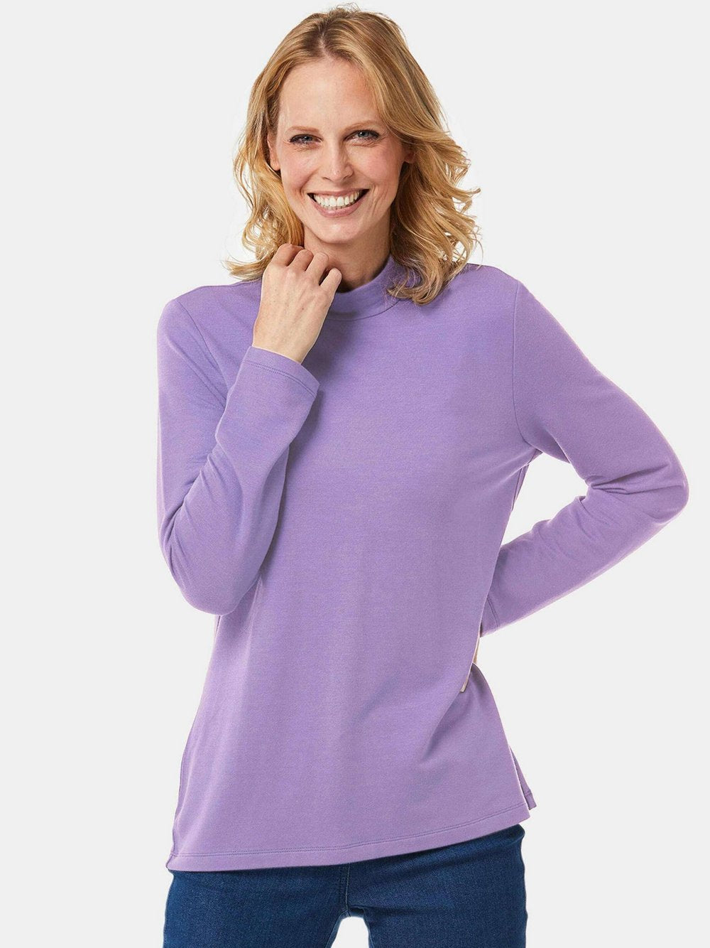 Goldner Stehbundshirt Damen Modal