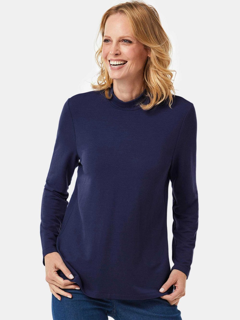 Goldner Stehbundshirt Damen Modal