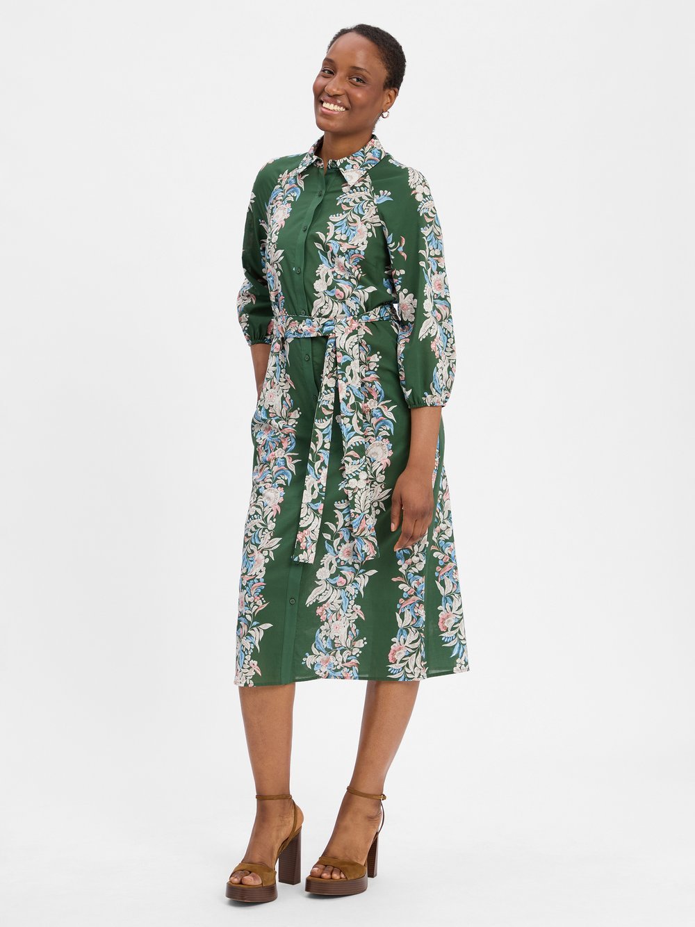 Ambiance Blusenkleid Damen Baumwolle gemustert