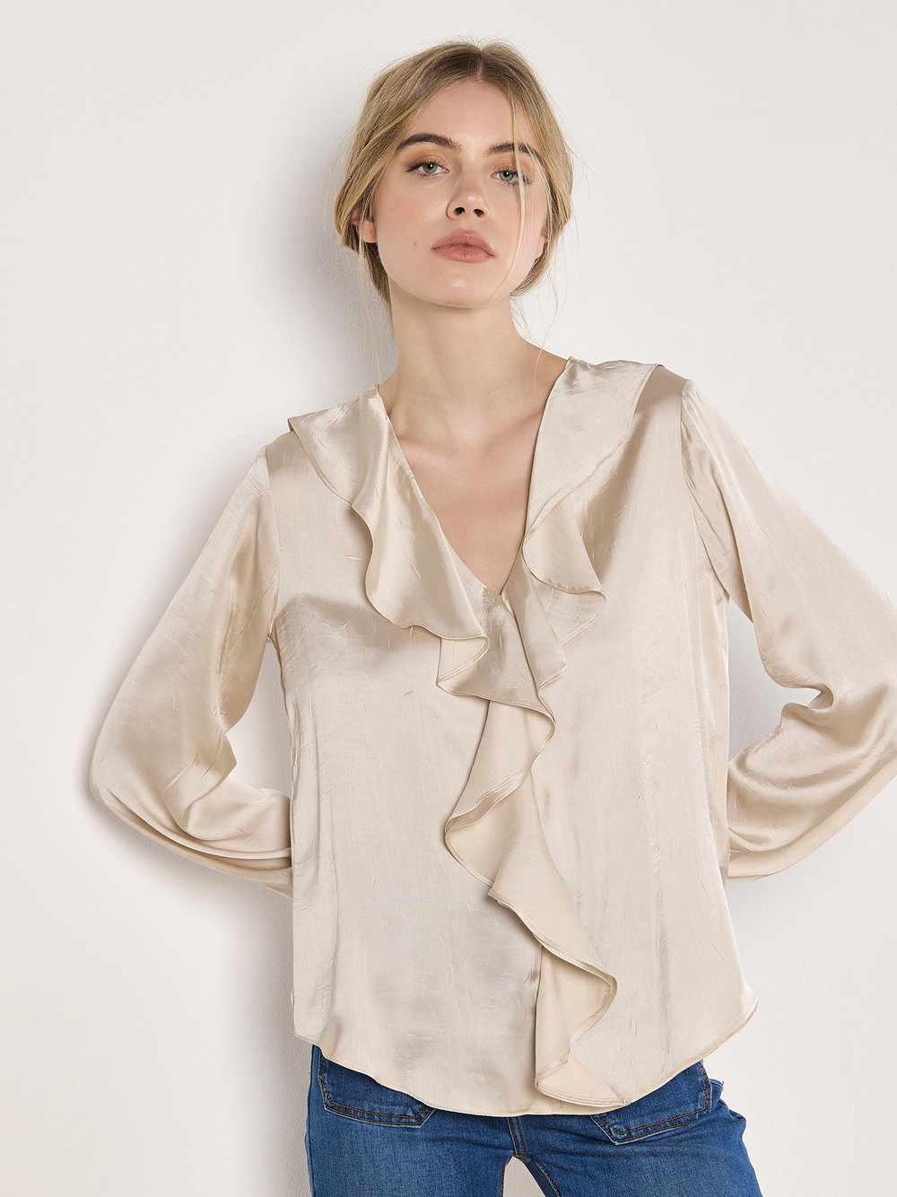 Apricot Bluse Damen bedruckt