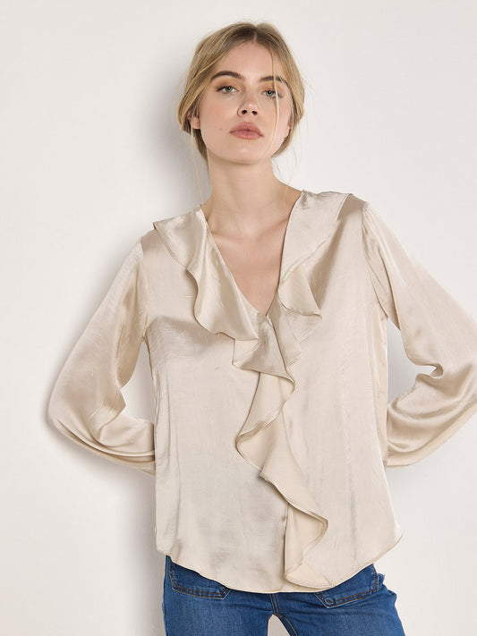 Apricot Bluse Damen bedruckt