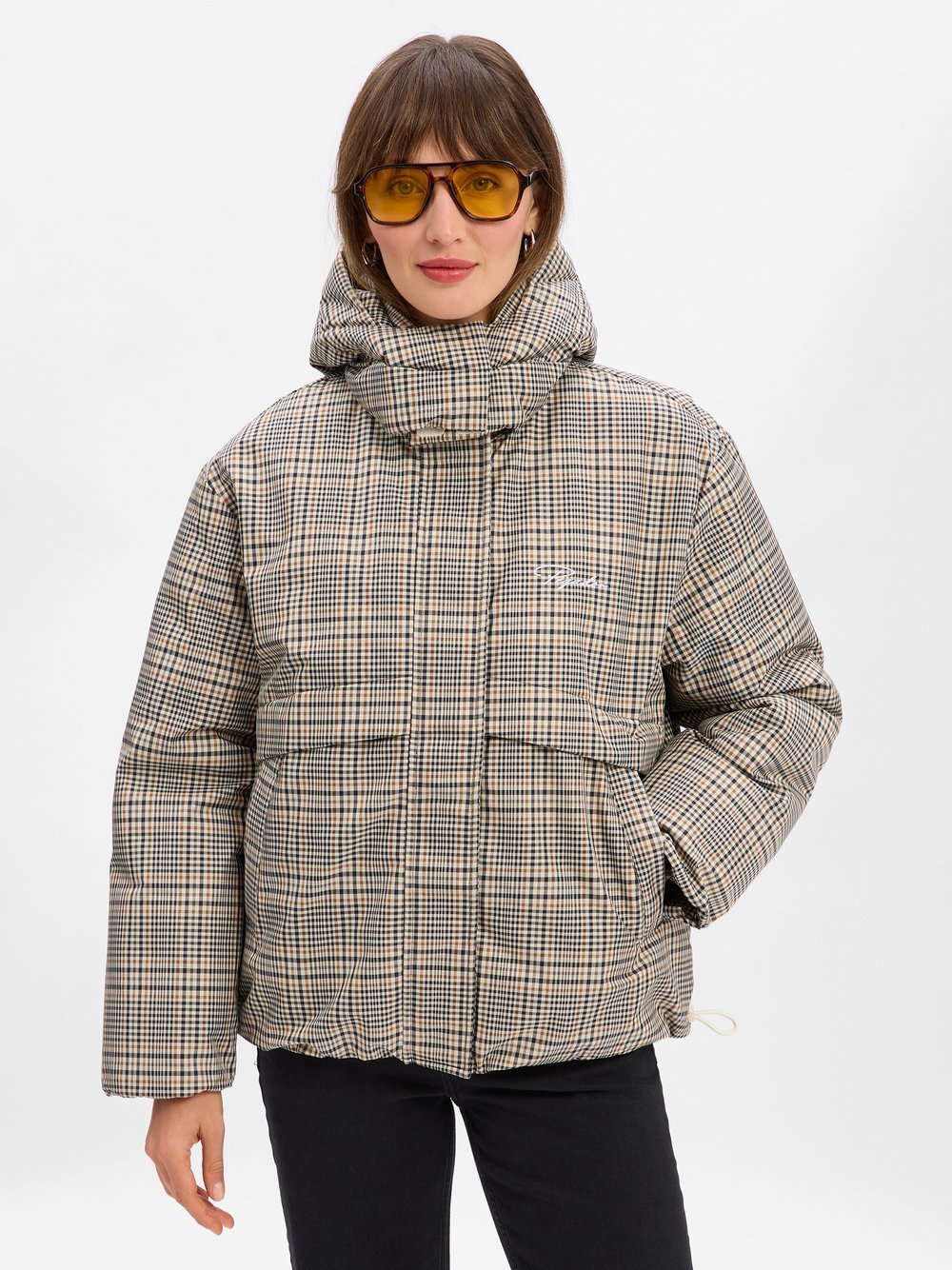 PEGADOR Oversized Jacke Damen kariert