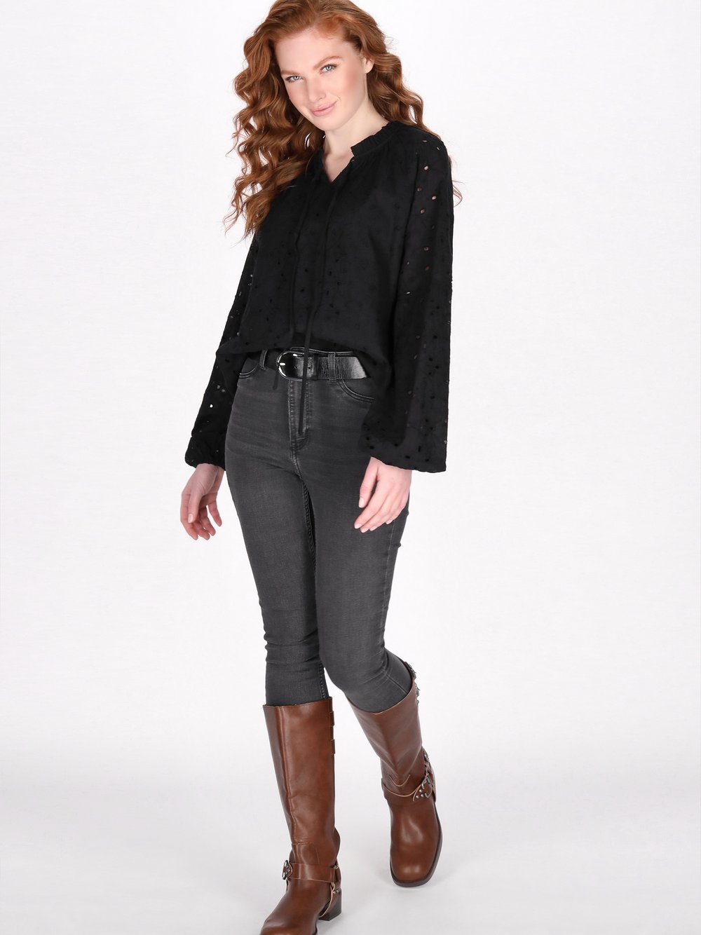 Dreimaster Bluse Damen Baumwolle strukturiert