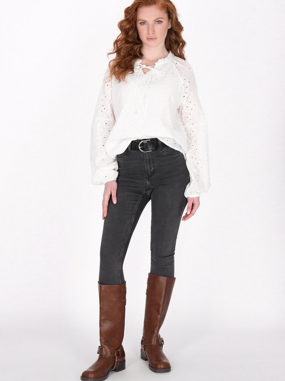 Dreimaster Bluse Damen Baumwolle strukturiert