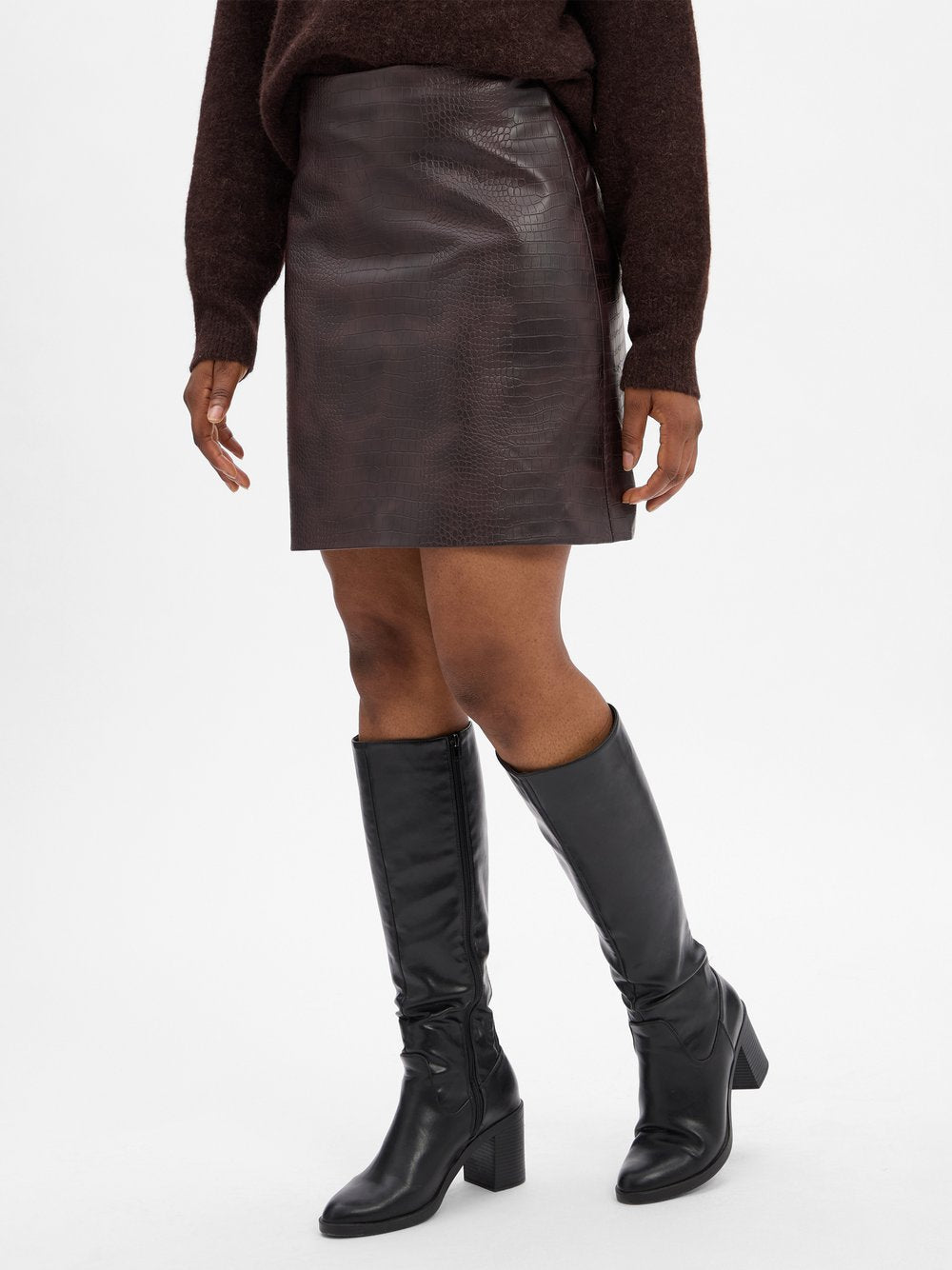 JOOP! Kunstlederrock Damen strukturiert